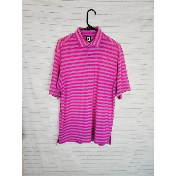 FOOTJOY STRIPED OMBRE PINK SHORT SLEEVE POLO, SZ MEDIUM - Picture 6 of 15